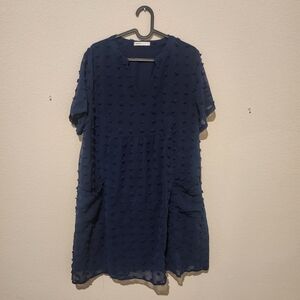 Chic Navy Blue Textured Mini Dress